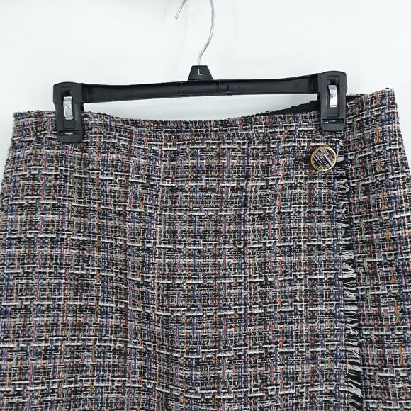 Sugarlips Schoolgirl Mini Wrap Frayed Rainbow Windowpane Plaid Skirt Sz L - Picture 4 of 14